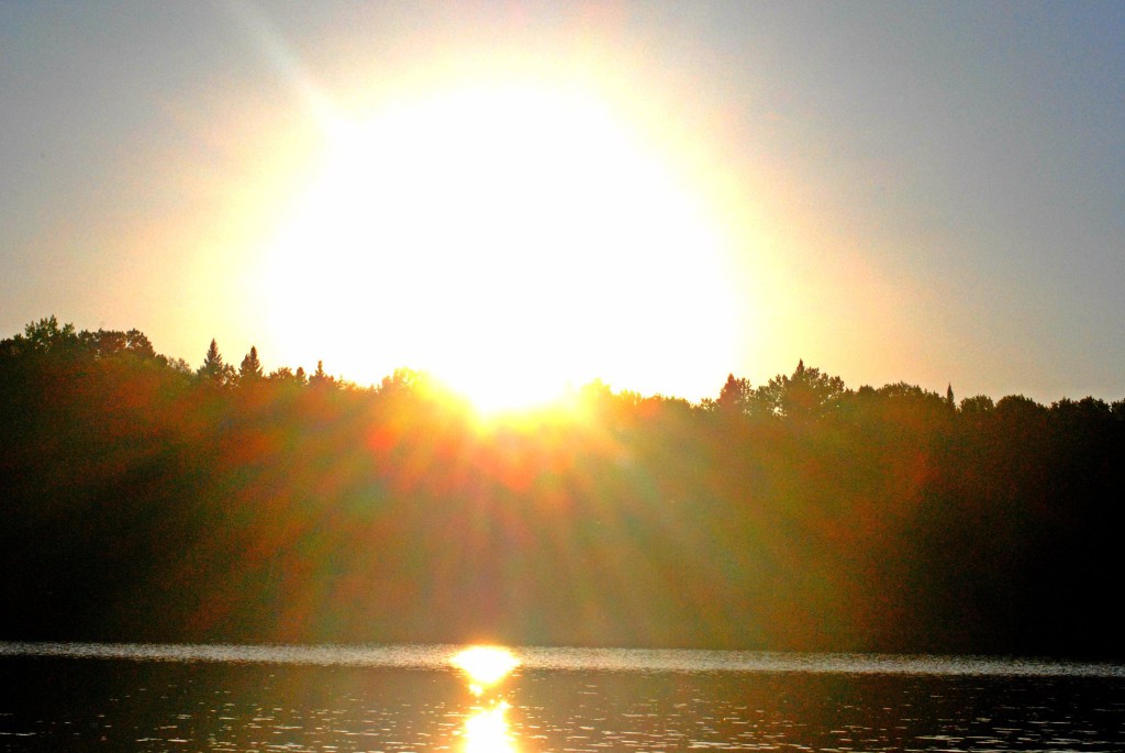sunset at big bear camp on Horwood Lake